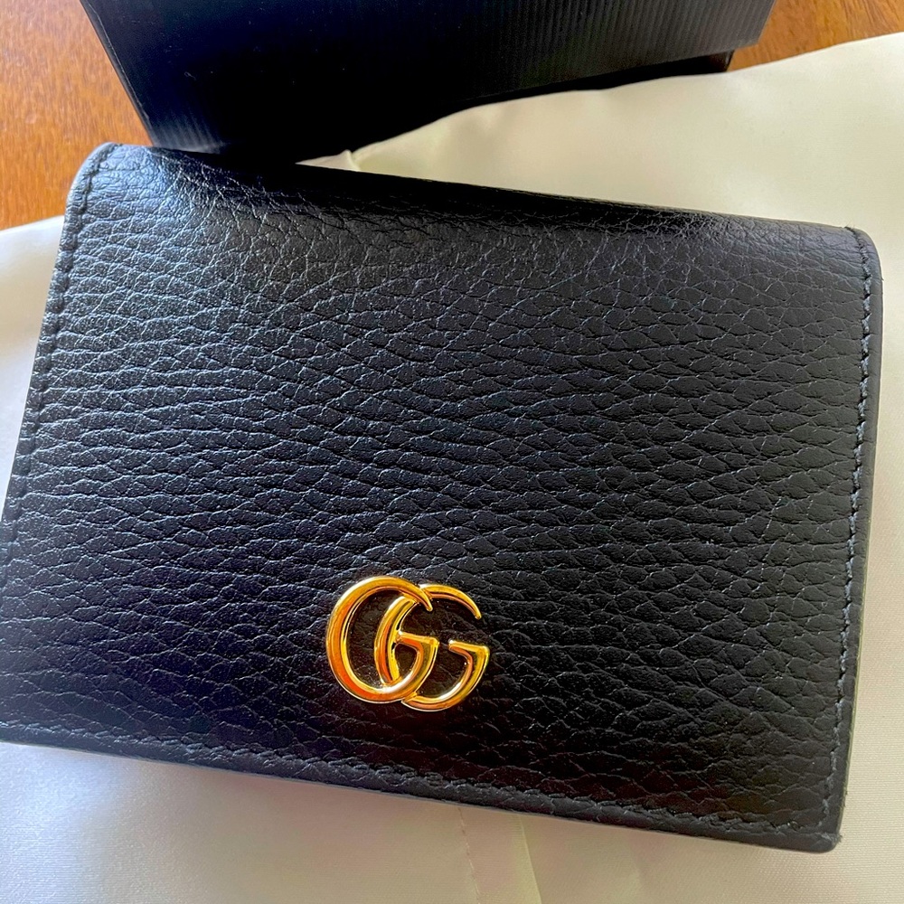 Gucci Leather Card Case Wallet Black